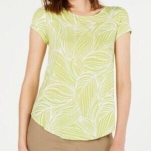 Alfani Leaf Printed Blouse L